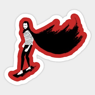 A girl walks home alone at night Sticker